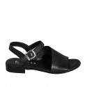 Sandale pour femmes avec courroie en cuir noir avec talon 2 - Pointures disponibles:  32, 33, 34, 35, 42, 43, 44, 45