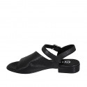 Woman's sandal with strap in black leather with heel 2 - Available sizes:  32, 33, 34, 35, 42, 43, 44, 45