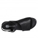 Woman's sandal with strap in black leather with heel 2 - Available sizes:  32, 33, 34, 35, 42, 43, 44, 45