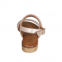 Woman's sandal in silver and copper laminated leather with rhinestones heel 2 - Available sizes:  32, 33, 34, 35, 42, 43, 44, 45