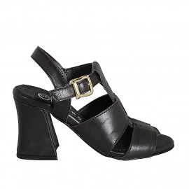 Sandalo con cinturino da donna in pelle marrone scuro tacco 7 - Misure disponibili: 32, 33, 34, 35, 42, 43, 44, 45