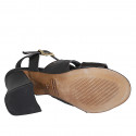 Sandale avec courroie pour femmes en cuir marron foncé talon 7 - Pointures disponibles:  32, 33, 34, 35, 42, 43, 44, 45