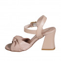 Woman's sandal with strap and knot in pink leather heel 7 - Available sizes:  32, 33, 34, 35, 42, 43, 44, 45