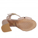 Woman's sandal with strap and knot in pink leather heel 7 - Available sizes:  32, 33, 34, 35, 42, 43, 44, 45