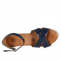 Zapato abierto para mujer con cinturon y plataforma en charol azul cuña 9 - Tallas disponibles:  32, 33, 34, 35