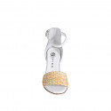 Woman's open shoe with strap in white leather and multicolored raffia heel 7 - Available sizes:  32, 33, 34, 35, 42, 43, 44, 45