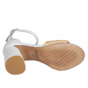 Woman's open shoe with strap in white leather and multicolored raffia heel 7 - Available sizes:  32, 33, 34, 35, 42, 43, 44, 45