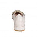 Woman's mocassin with accessory in creme-colored patent leather heel 2 - Available sizes:  32, 33, 34, 35, 42, 43, 44, 45