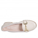 Woman's mocassin with accessory in creme-colored patent leather heel 2 - Available sizes:  32, 33, 34, 35, 42, 43, 44, 45