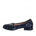 Woman's mocassin with accessory in blue patent leather heel 2 - Available sizes:  32, 33, 34, 35, 42, 43, 44, 45