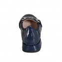 Woman's mocassin with accessory in blue patent leather heel 2 - Available sizes:  32, 33, 34, 35, 42, 43, 44, 45