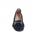 Woman's mocassin with accessory in blue patent leather heel 2 - Available sizes:  32, 33, 34, 35, 42, 43, 44, 45