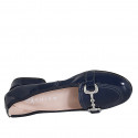 Mocassin pour femmes avec accessoire en cuir verni bleu talon 2 - Pointures disponibles:  32, 33, 34, 35, 42, 43, 44, 45