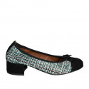 Woman's ballerina with bow and captoe in black suede and multicolored fabric heel 4 - Available sizes:  32, 33, 34, 35, 42, 43, 44, 45