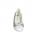 Woman's ballerina with bow and captoe in white leather and multicolored fabric heel 4 - Available sizes:  32, 33, 34, 35, 42, 43, 44, 45