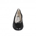 Woman's ballerina shoe with captoe and bow in black leather heel 2 - Available sizes:  33, 34, 35, 42, 43, 44, 45