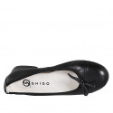 Woman's ballerina shoe with captoe and bow in black leather heel 2 - Available sizes:  33, 34, 35, 42, 43, 44, 45