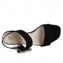 Sandalia con hebilla para mujer en gamuza negra tacon 3 - Tallas disponibles:  32, 33, 34, 35, 42, 43, 44, 45