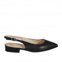 Woman's pointy slingback pump in black leather heel 2 - Available sizes:  33, 35, 44