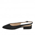 Woman's pointy slingback pump in black leather heel 2 - Available sizes:  33, 35, 44