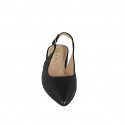 Woman's pointy slingback pump in black leather heel 2 - Available sizes:  33, 35, 44