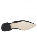 Zapato destalonado a punta para mujer en piel negra con tacon 2 - Tallas disponibles:  32, 33, 34, 35, 42, 43, 44, 45