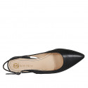 Slingback a punta da donna in pelle nera tacco 2 - Misure disponibili: 33, 35, 44