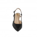 Woman's pointy slingback pump in black patent leather heel 5 - Available sizes:  32, 34, 35, 42, 43, 44, 45