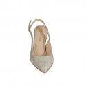 Slingback da donna in tessuto laminato glitterato platino tacco 7 - Misure disponibili: 32, 33, 35, 43, 44