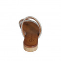 Woman's thong mules in cognac brown leather with silver, grey and copper rhinestones heel 2 - Available sizes:  32, 33, 34, 35, 42, 43, 44, 45