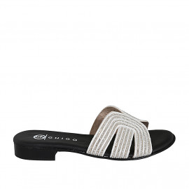 Mule para mujer en tejido soga blanca con estras tacon 2 - Tallas disponibles:  32, 33, 34, 35, 42, 43, 44, 45