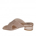 Mule para mujer en piel cobrizo con estras tacon 3 - Tallas disponibles:  32, 33, 34, 35, 42, 43, 44