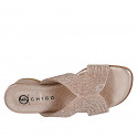 Mule para mujer en piel cobrizo con estras tacon 3 - Tallas disponibles:  32, 33, 34, 35, 42, 43, 44