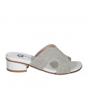 Mule para mujer en piel blanca con estras tacon 3 - Tallas disponibles:  32, 33, 34, 35, 42, 43, 44