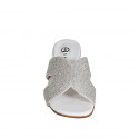 Mule pour femmes en cuir blanc avec strass talon 3 - Pointures disponibles:  32, 33, 34, 35, 42, 43, 44