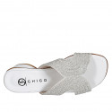 Mule para mujer en piel blanca con estras tacon 3 - Tallas disponibles:  32, 33, 34, 35, 42, 43, 44