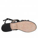 Sandale pour femmes en cuir noir avec strass cuivre et argent talon 2 - Pointures disponibles:  32, 33, 34, 35, 42, 43, 44, 45