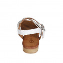 Woman's strap sandal in white leather and rope fabric with rhinestones and heel 2 - Available sizes:  32, 33, 34, 35, 42, 43, 44, 45