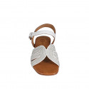 Woman's strap sandal in white leather and rope fabric with rhinestones and heel 2 - Available sizes:  32, 33, 34, 35, 42, 43, 44, 45