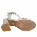 Woman's sandal with strap and knot in cream leather heel 7 - Available sizes:  32, 33, 34, 42, 43, 44, 45