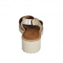 Woman's sporty sandal in platinum laminated leather heel 4 - Available sizes:  32, 33, 34, 35, 42, 43, 44, 45