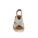 Woman's sporty sandal in platinum laminated leather heel 4 - Available sizes:  32, 33, 34, 35, 42, 43, 44, 45