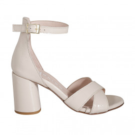 Woman's open shoe with strap in light pink patent leather heel 7 - Available sizes:  32, 33, 34, 35, 42, 43, 44, 45