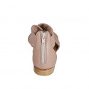 Woman's open shoe with zipper in pink leather heel 2 - Available sizes:  32, 33, 34, 35, 42, 43, 44, 45