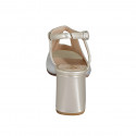 Woman's highfronted sandal in laminated platinum, silver and copper leather heel 7 - Available sizes:  32, 33, 34, 35, 42, 43, 45, 46