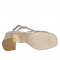 Woman's highfronted sandal in laminated platinum, silver and copper leather heel 7 - Available sizes:  32, 33, 34, 35, 42, 43, 45, 46