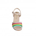 Woman's sandal in light rose and multicolored leather with strap heel 7 - Available sizes:  32, 33, 34, 35, 42, 43, 44, 45, 46