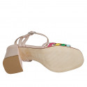 Woman's sandal in light rose and multicolored leather with strap heel 7 - Available sizes:  32, 33, 34, 35, 42, 43, 44, 45, 46