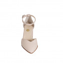 Woman's pointy open shoe with strap in light pink leather heel 6 - Available sizes:  32, 33, 34, 35, 42, 43, 44, 45, 46