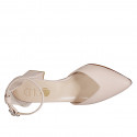 Woman's pointy open shoe with strap in light pink leather heel 6 - Available sizes:  32, 33, 34, 35, 42, 43, 44, 45, 46